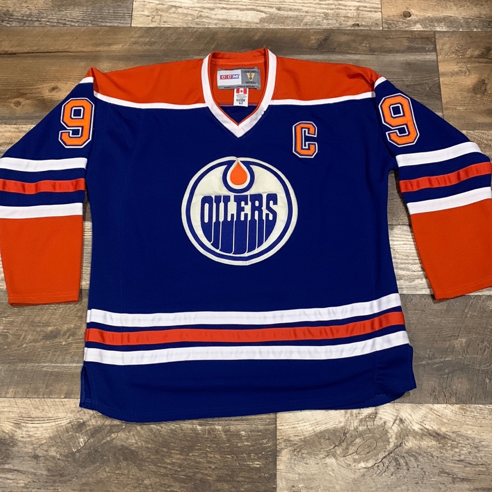 Wayne Gretzky Replica Edmonton Oilers Hockey Jersey Blue Away Size 52